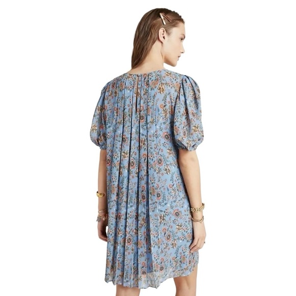 Anthropologie Sachin & Babi Sz 4 Marina Blue Floral
Pleated Dress Flowy Mini - Picture 3 of 11